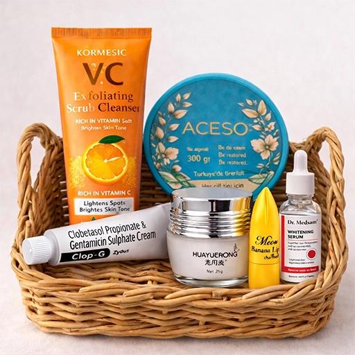 Eid combo - pearl cream - Aceso - Sasimi serum- VC Cleanser-Banana LipBalm-clop G